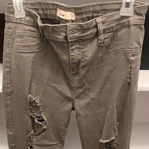 Cello Distressed Skinny Jeans in Tan